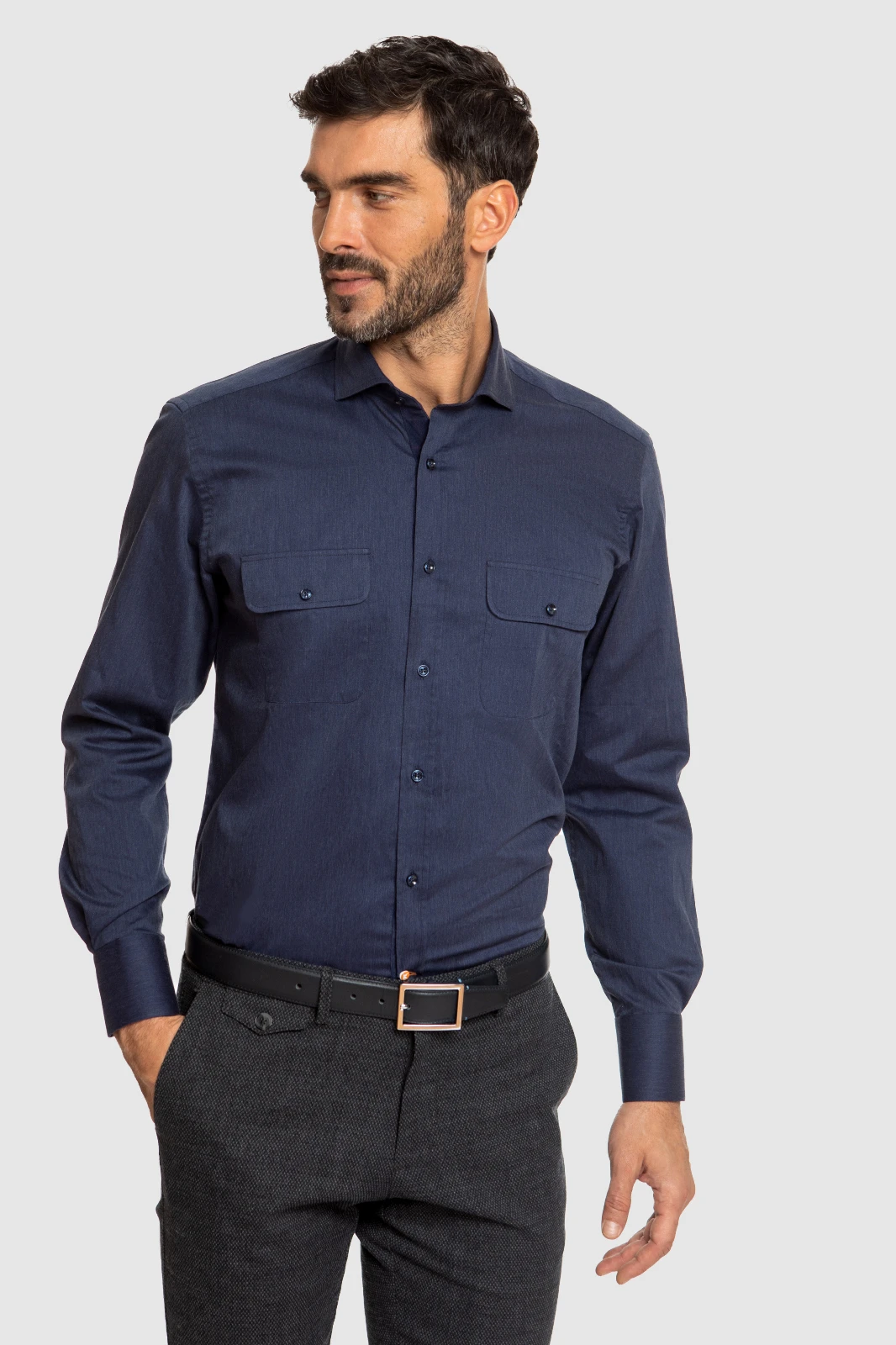 

Рубашка мужская Kanzler 110074W04R093 синяя 46, 110074W04R093