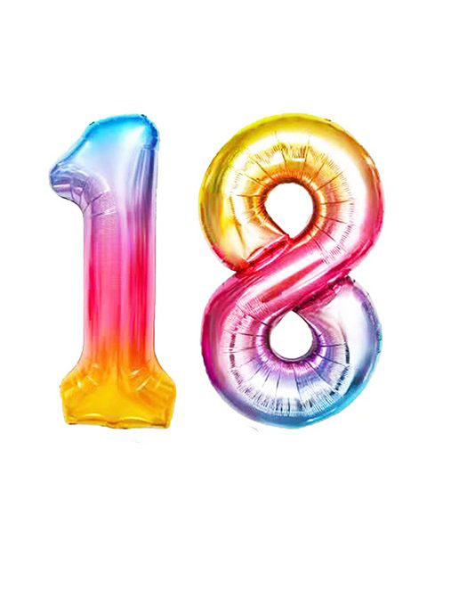 

Комплект фольгированных шаров Magic Balloon цифра 18 радужная, 102 см (40 дюймов) 1501, Разноцветный
