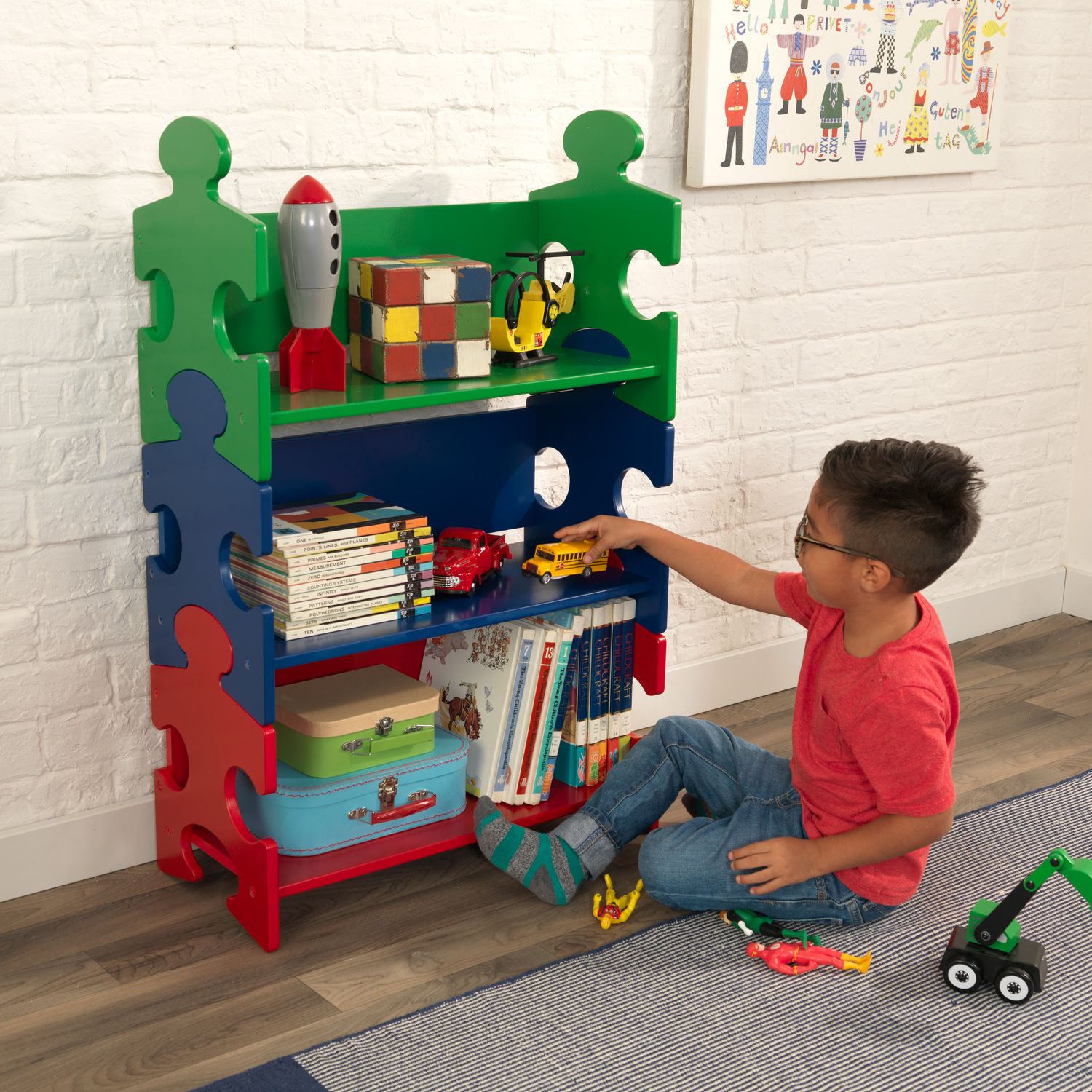 Система хранения KidKraft Пазл яркий Puzzle Book Shelf