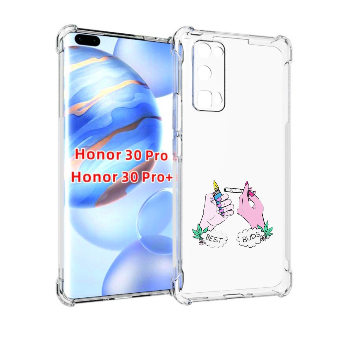 

Чехол бампер MyPads плохие руки женский для Honor 30 Pro, Прозрачный, Tocco