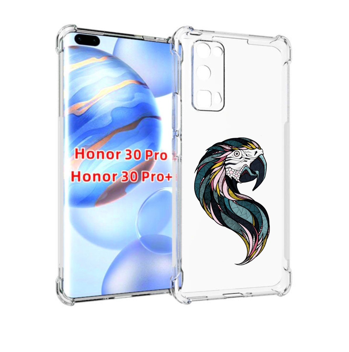 

Чехол бампер MyPads полупопугай для Honor 30 Pro, Прозрачный, Tocco