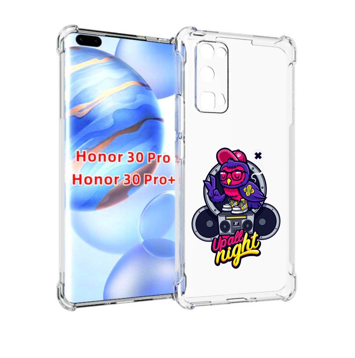 

Чехол бампер MyPads попугай любит музыку для Honor 30 Pro, Прозрачный, Tocco
