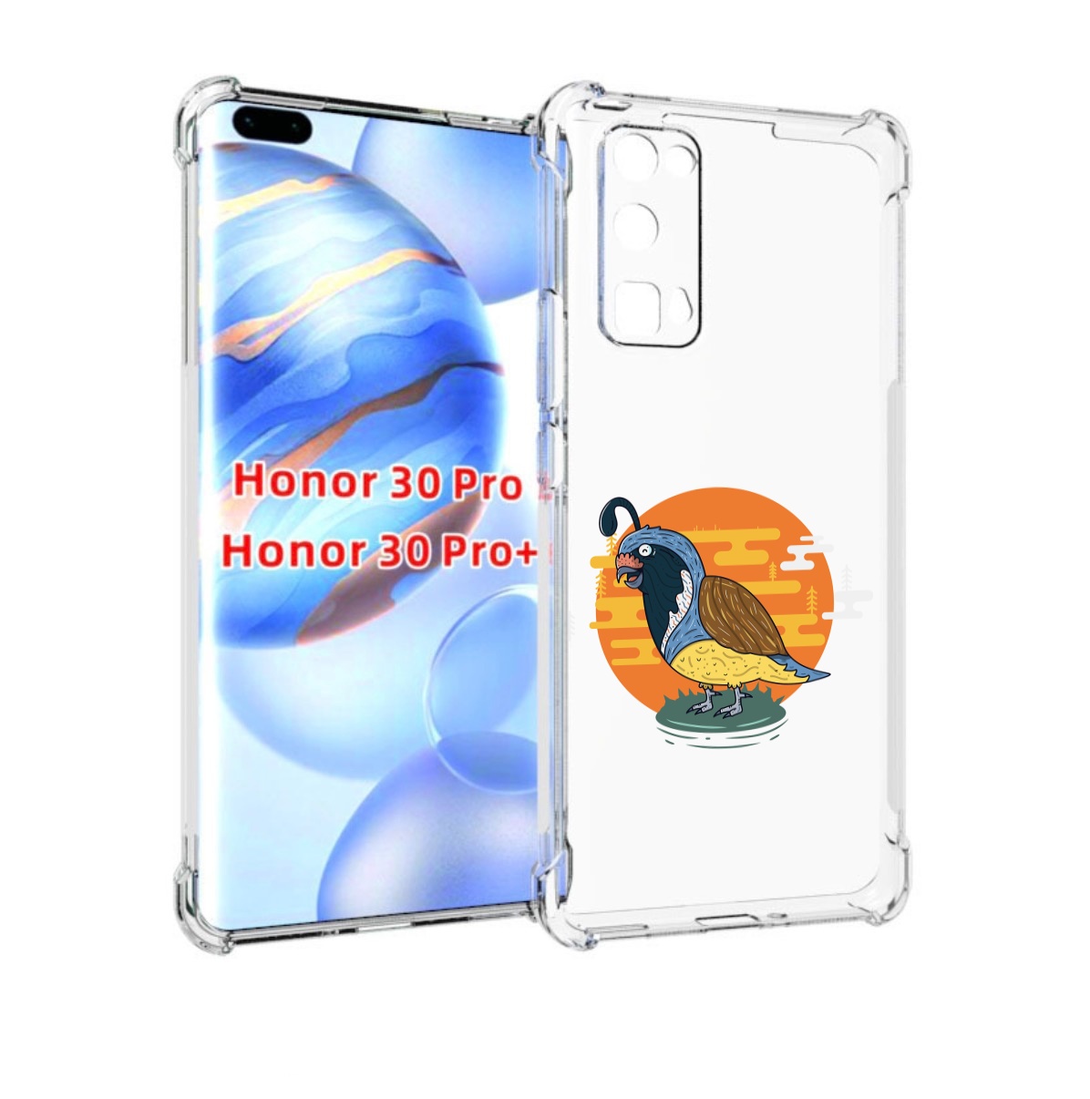 

Чехол бампер MyPads попугай-на-острове для Honor 30 Pro, Прозрачный, Tocco