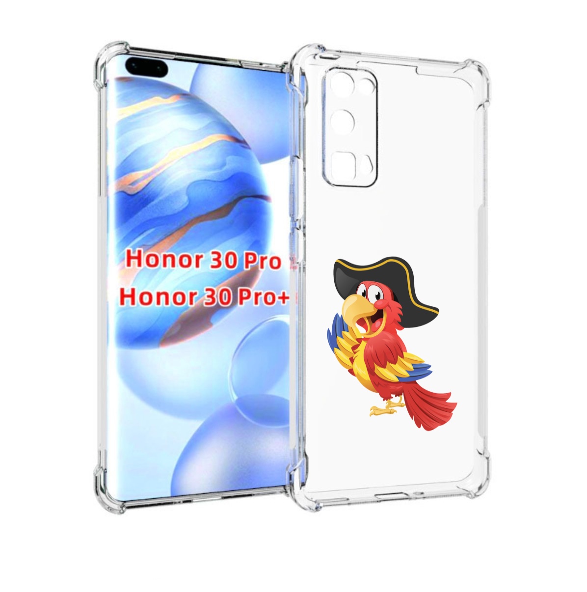 

Чехол бампер MyPads попугай-пират для Honor 30 Pro, Прозрачный, Tocco