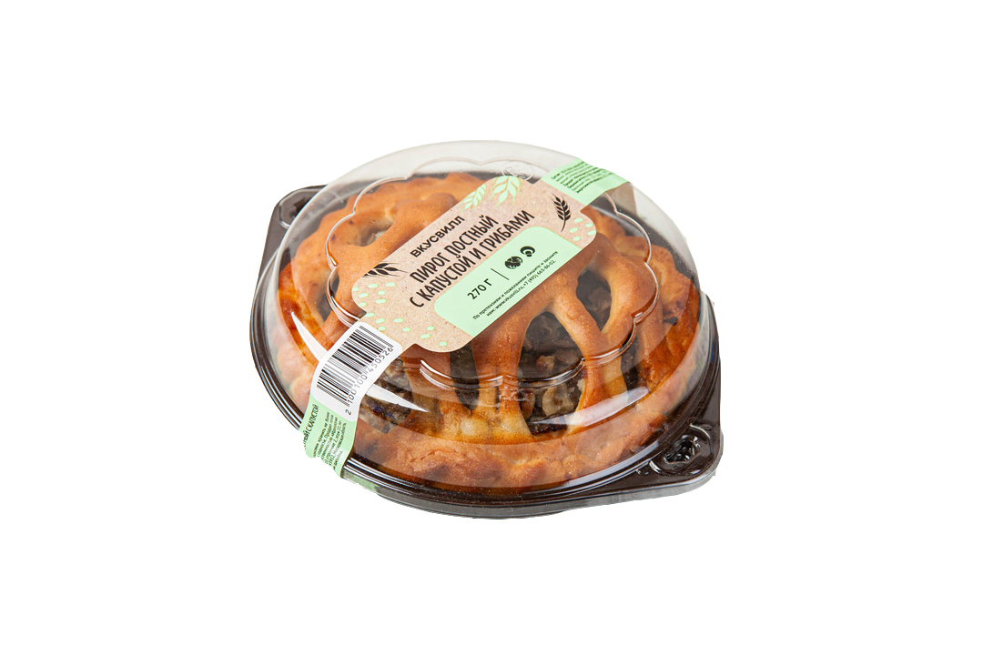 

Пирог ВкусВилл постный с капустой и грибами 270 г