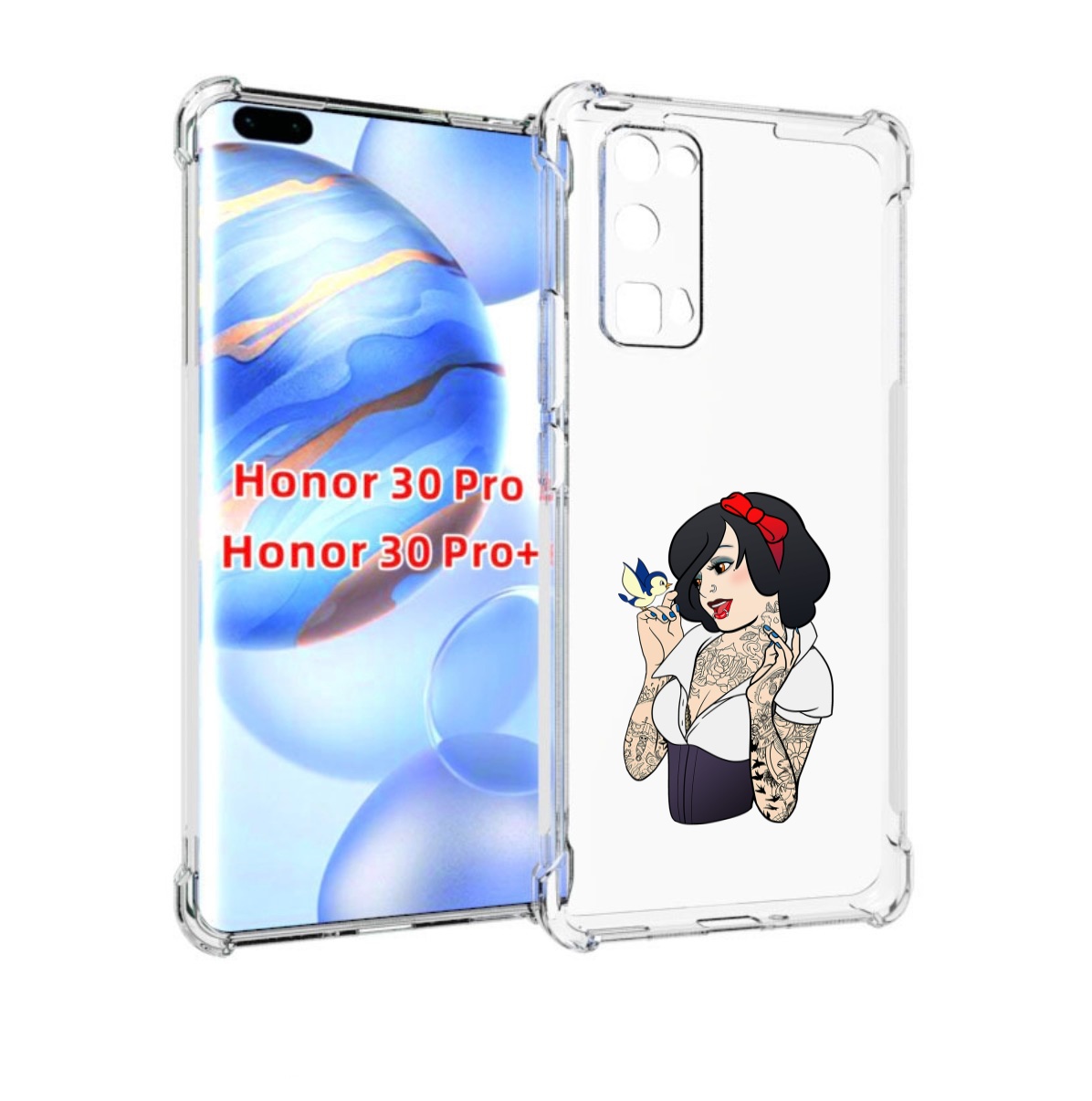 

Чехол бампер MyPads принцесса-тату женский для Honor 30 P, Прозрачный, Tocco