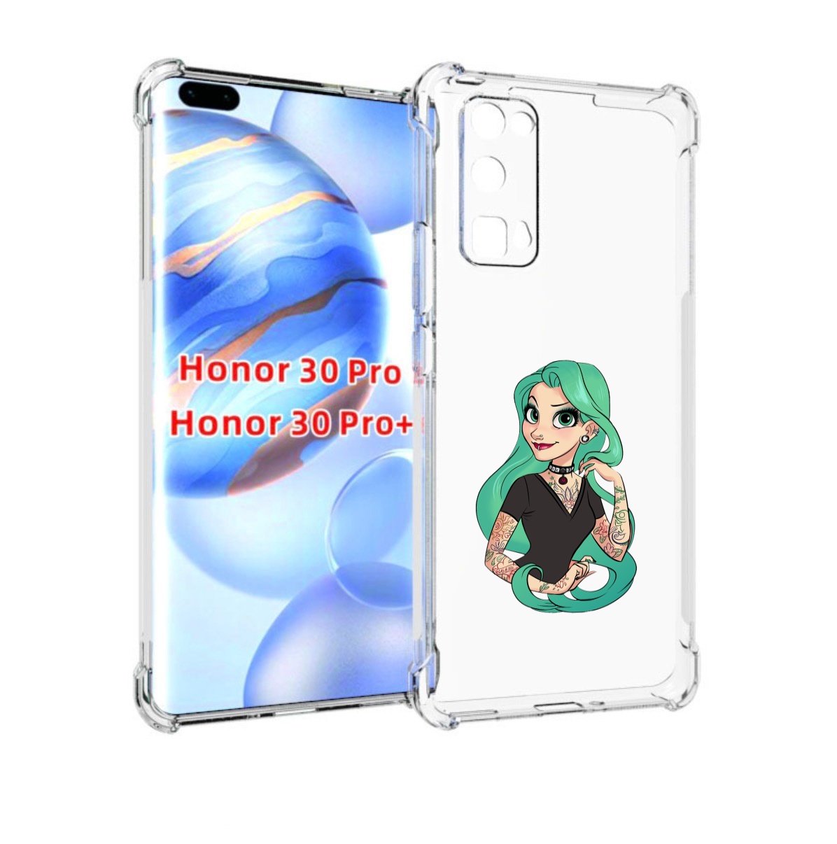 

Чехол бампер MyPads рапунцель-в-тату женский для Honor 30, Прозрачный, Tocco