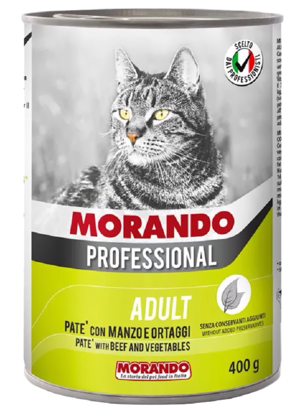 Консервы для кошек Morando Professional, паштет с говядиной и овощами, 400 г