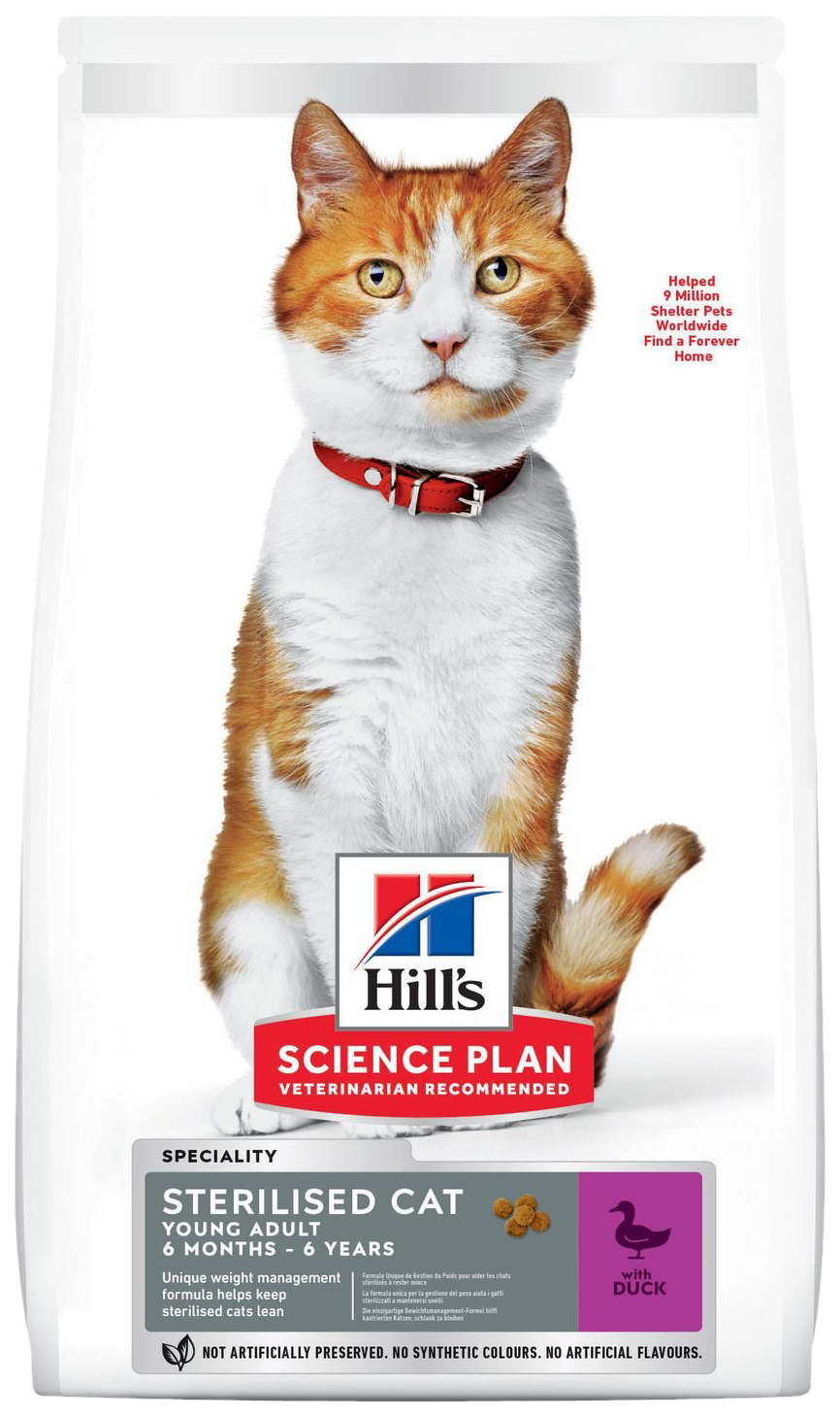 

Сухой корм для кошек Hill's, для стерилизованных до 7 лет, утка, 10 кг