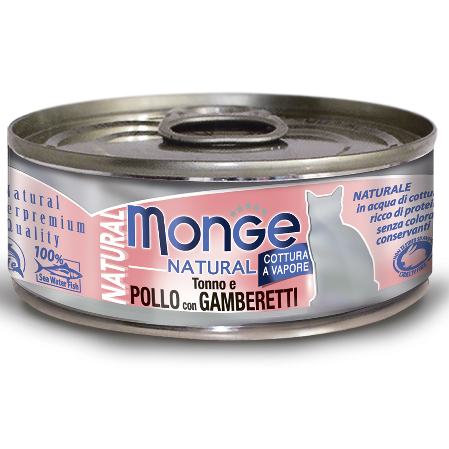 

Консервы для кошек Monge Cat Natural с курицей и креветками, 80 г, Natural