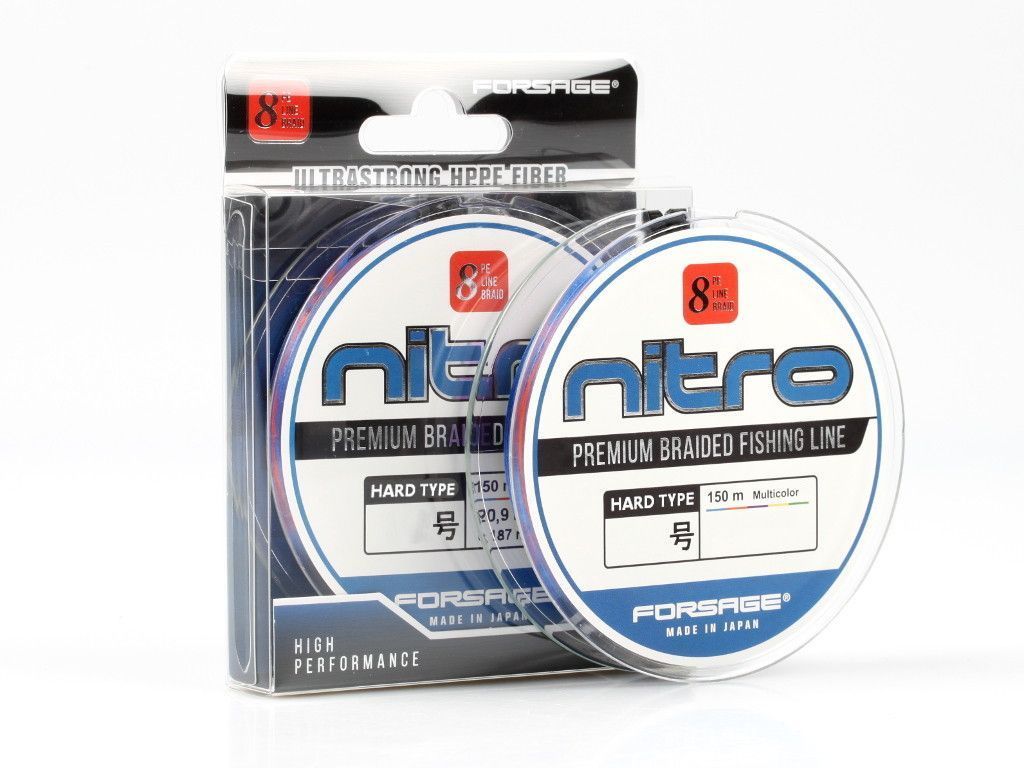 Шнур Forsage Nitro 8 Braid Hard Type 150м 3 Colors 0,117 мм