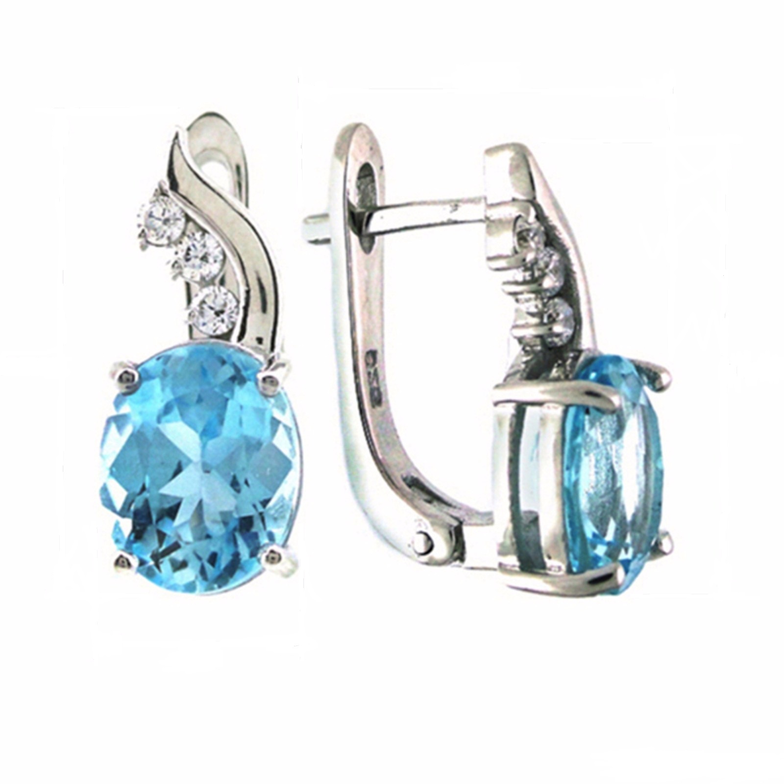 

Серьги из серебра с топазом голубым и фианитами Balex Jewellery 2405937071, 2405937071