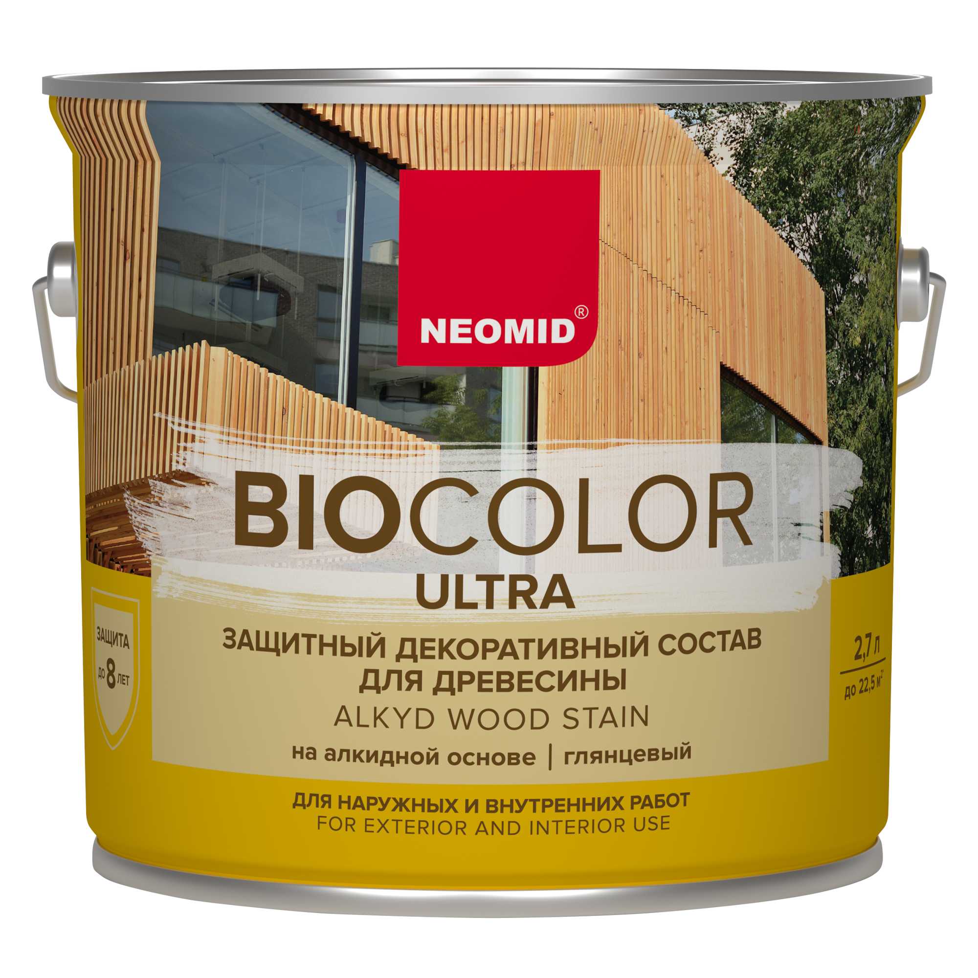 Лессирующий деревозащитный состав Neomid BIO COLOR ULTRA, бесцветный 2,7л защитный состав bioteks эко сауна полуматовый бесцветный 2 л
