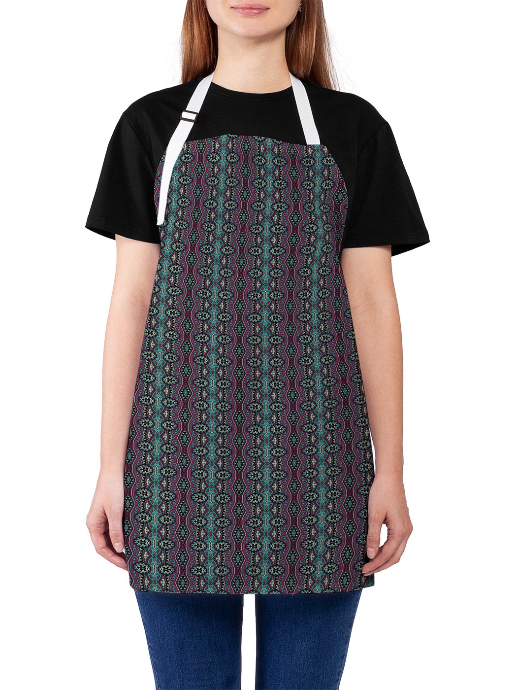 фото Фартук женский joyarty для готовки "винтажный флористический этнос", универсальный размер