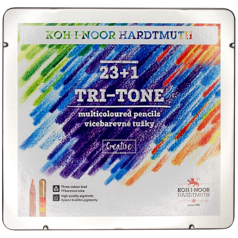 

KOH-I-NOOR TRI-TONE 3444, 24 шт, металлическая коробка, Разноцветные