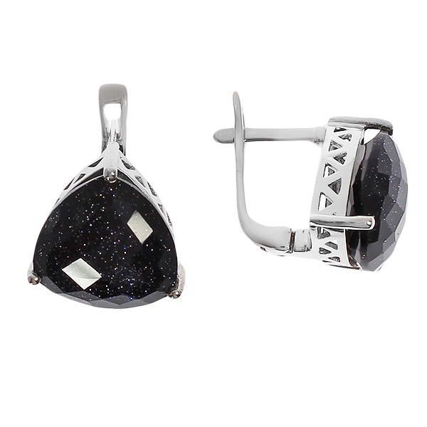 

Серьги из серебра с авантюрином реконструированным Balex Jewellery 2410931265, 2410931265