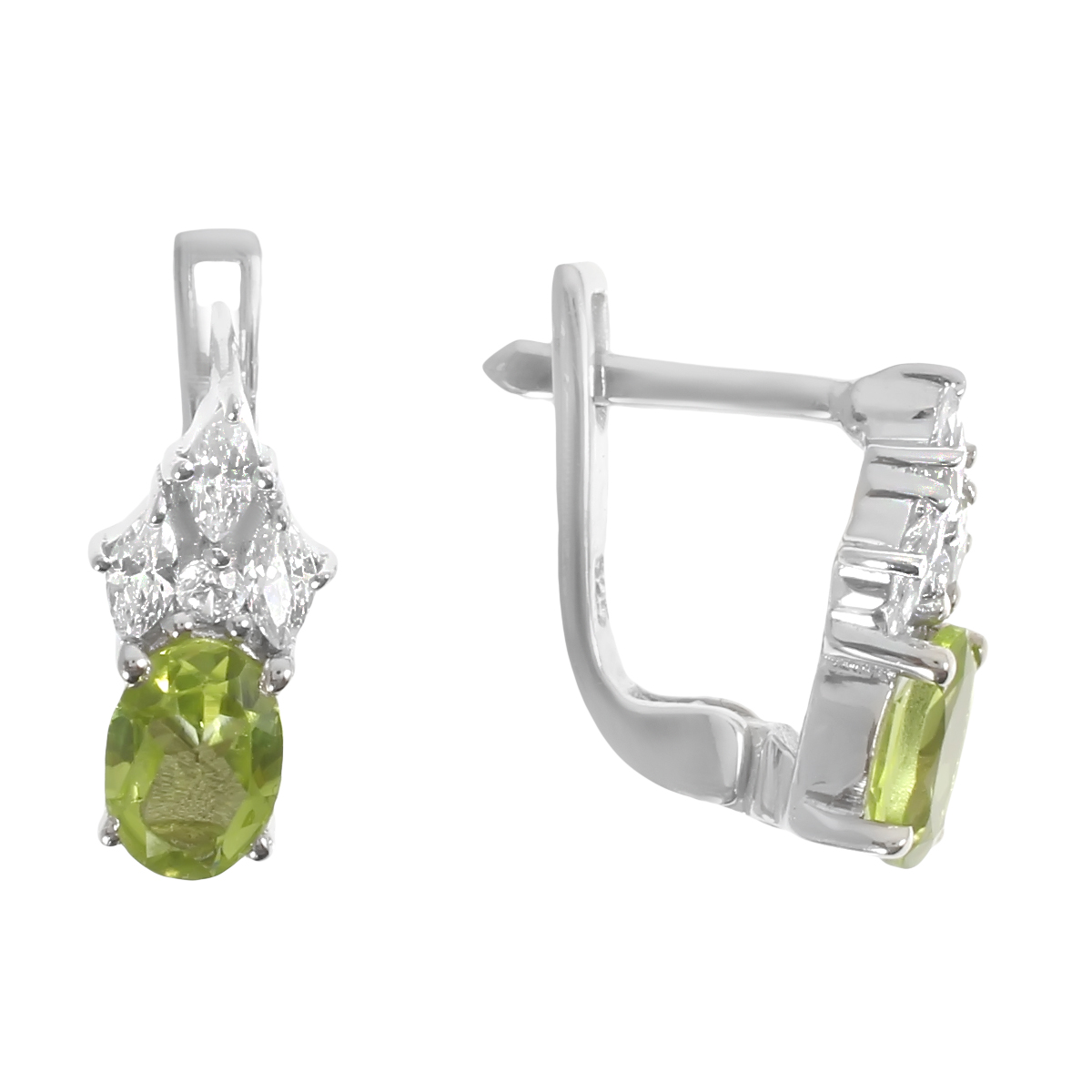 

Серьги из серебра с фианитами и хризолитом Balex Jewellery 2410931412, 2410931412