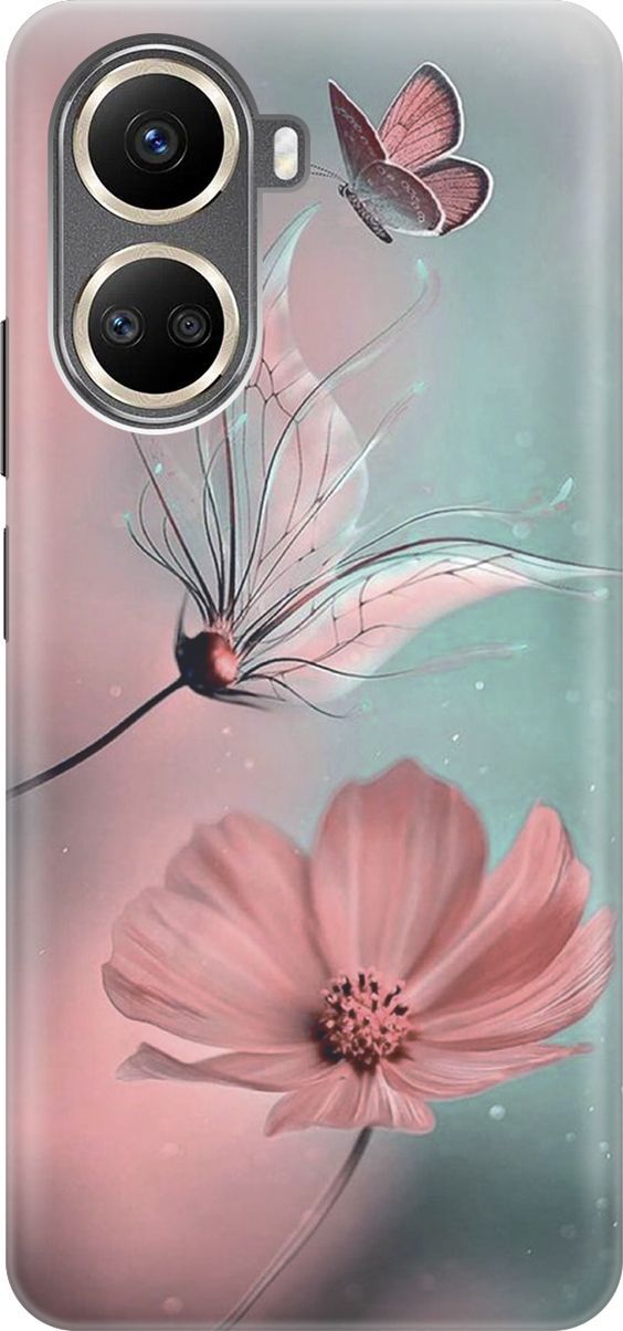 

Силиконовый чехол на Huawei nova 10 SE с принтом "Бабочка и цветы", Голубой;розовый, 159221