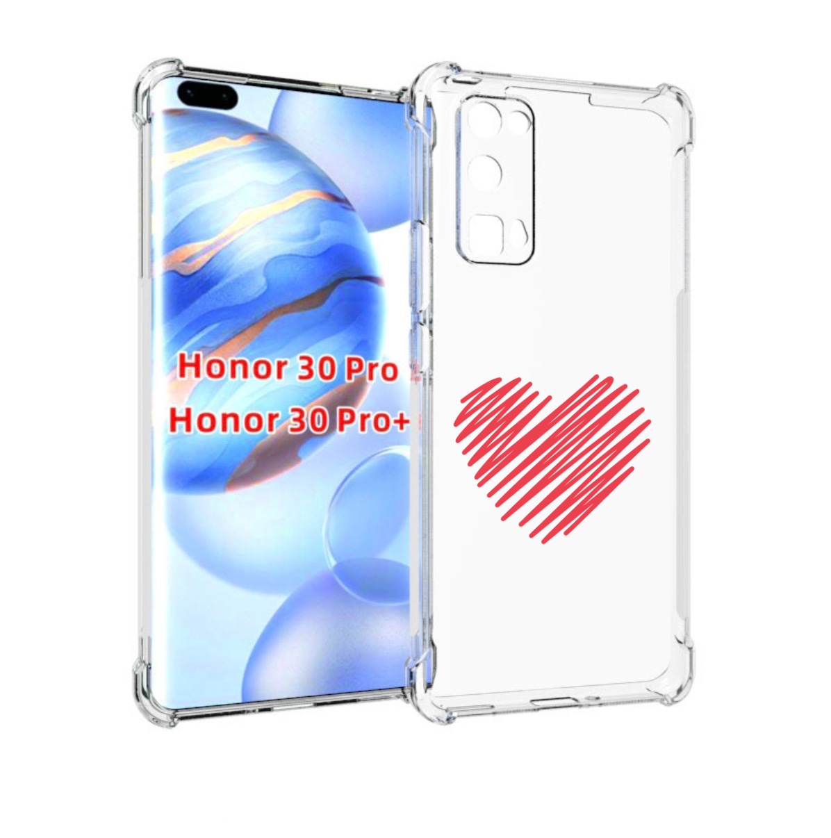 

Чехол бампер MyPads сердечко-одной-линией для Honor 30 Pr, Прозрачный, Tocco