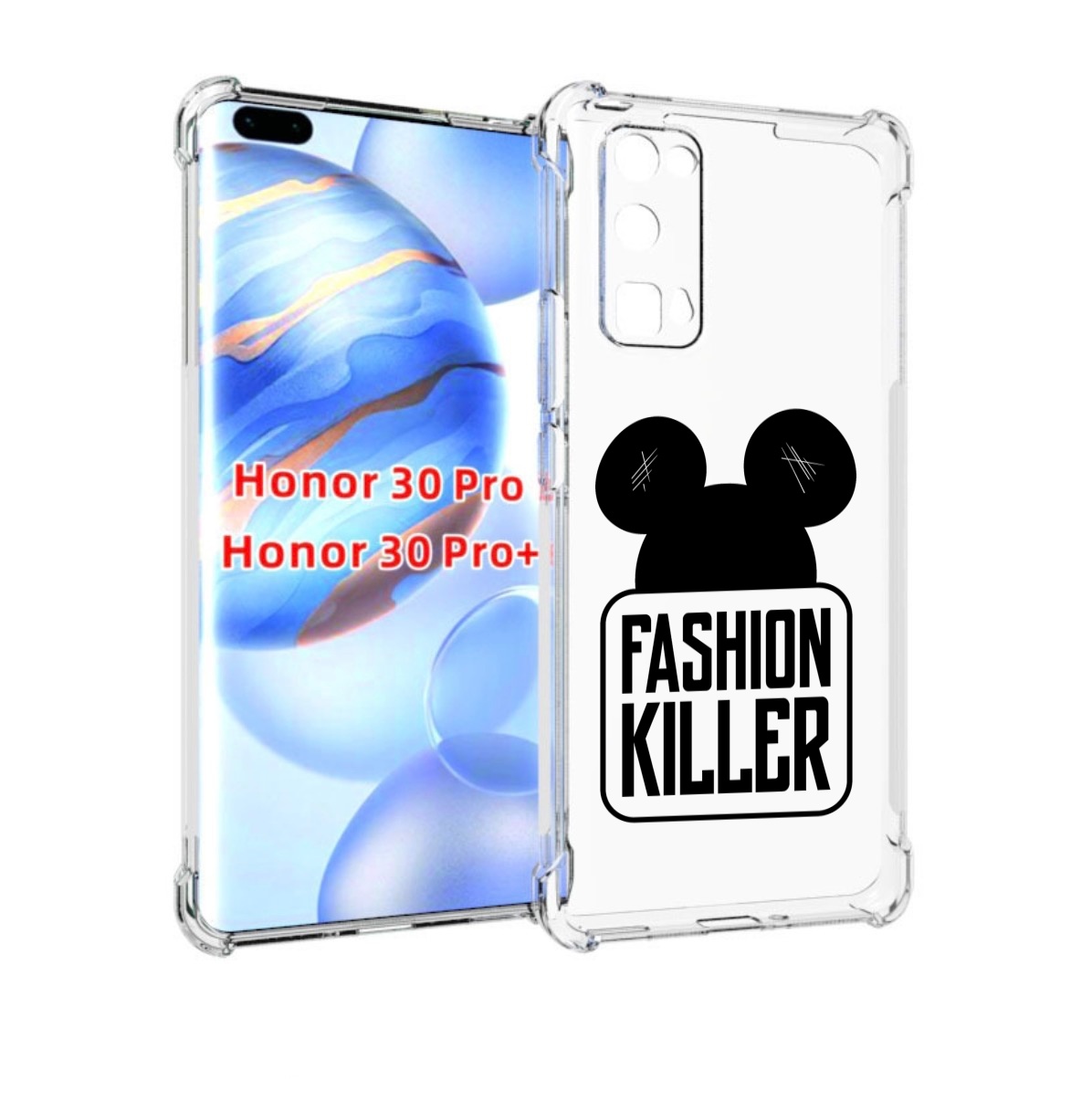 

Чехол бампер MyPads силуэт-микки-мауса для Honor 30 Pro, Прозрачный, Tocco