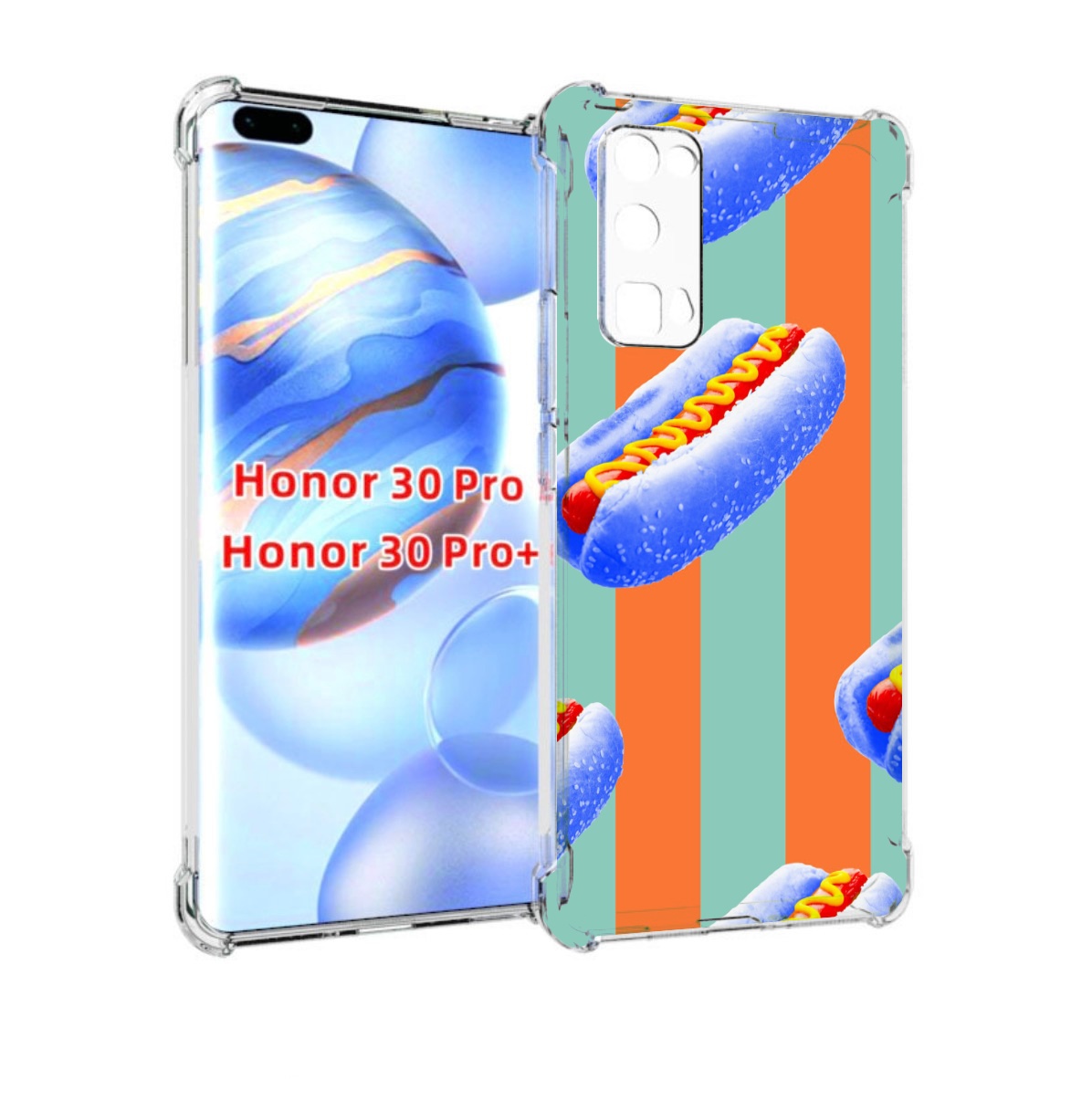 

Чехол бампер MyPads синие хотдоги для Honor 30 Pro, Прозрачный, Tocco