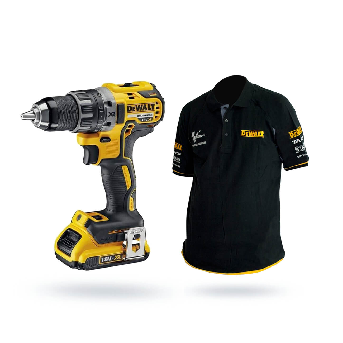 фото Дрель аккумуляторная dewalt dcd791d2 + поло черное dewalt