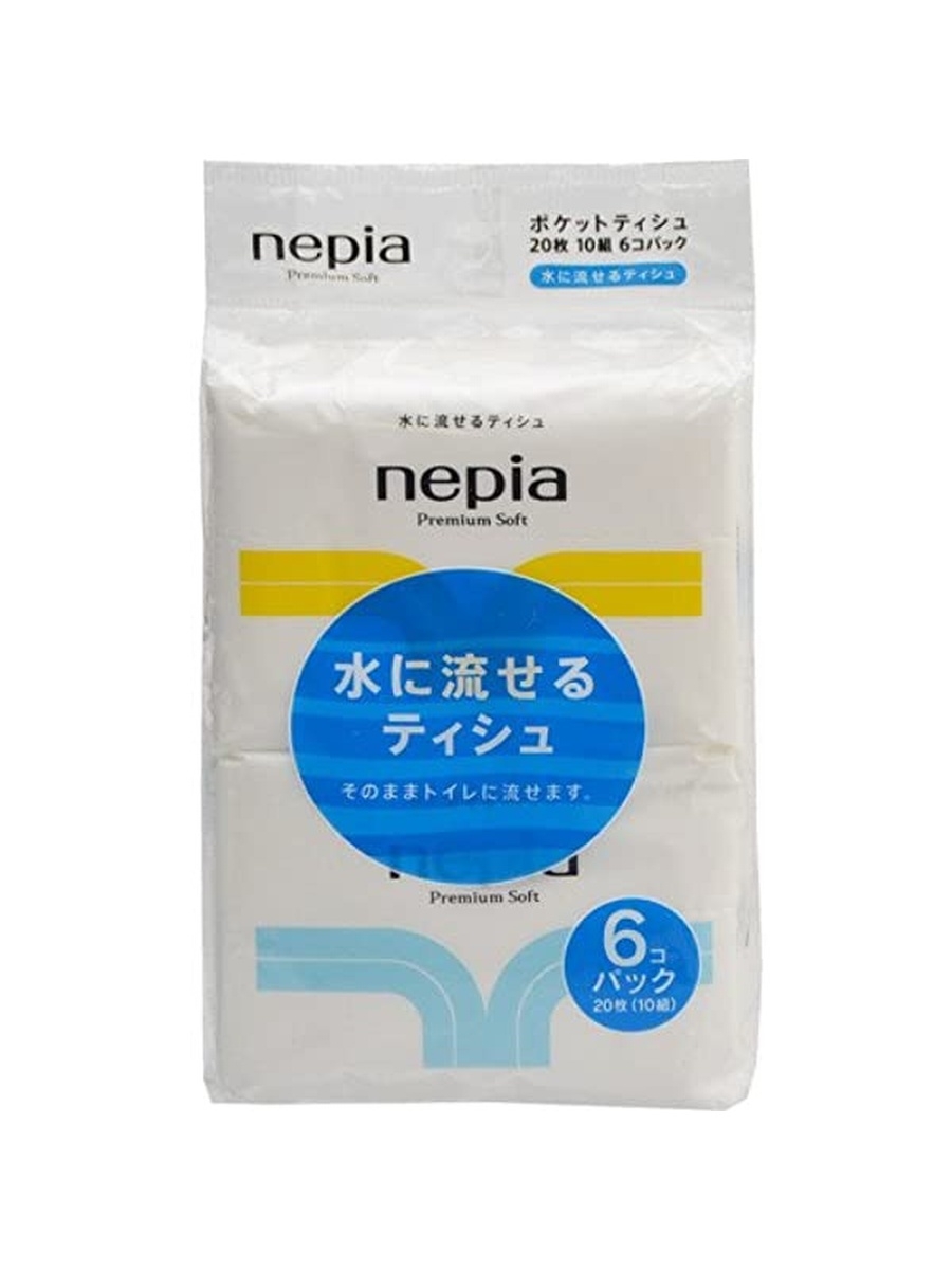 Бумажные двухслойные носовые платки NEPIA водорастворимые 10 шт. х 6 уп.