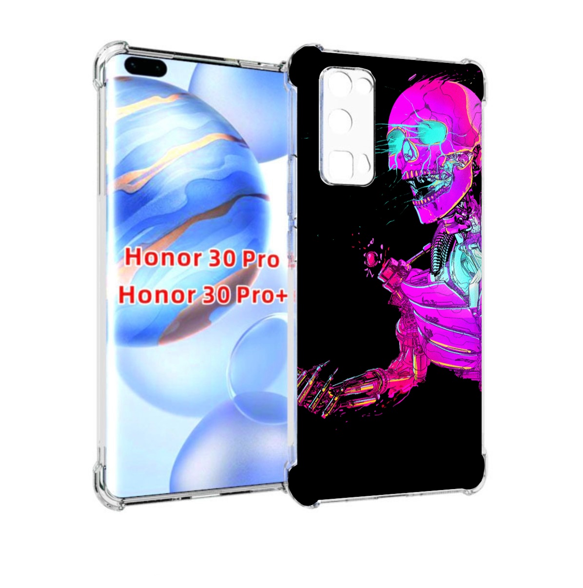 

Чехол бампер MyPads скелет-робот-фиолетовый для Honor 30, Прозрачный, Tocco