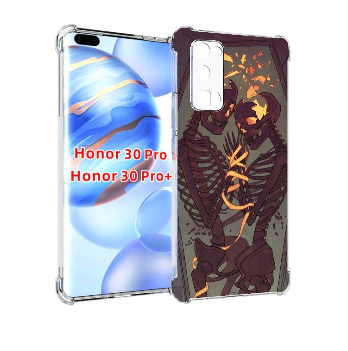 

Чехол бампер MyPads скелеты в гробу для Honor 30 Pro Honor, Прозрачный, Tocco