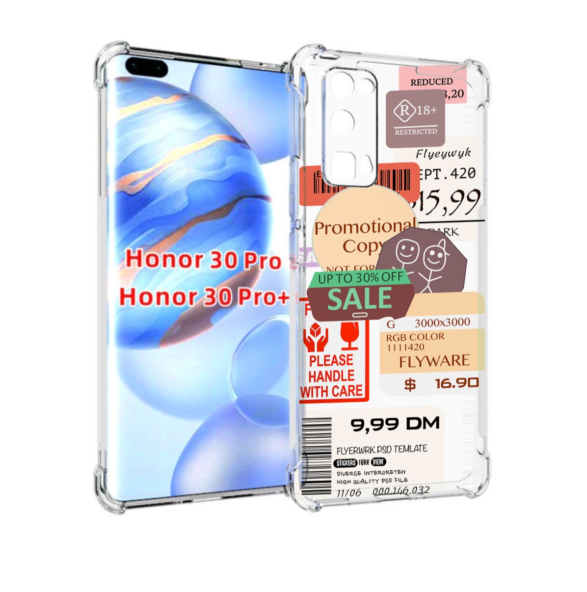 

Чехол бампер MyPads скидочные-купоны-принт для Honor 30 P, Прозрачный, Tocco