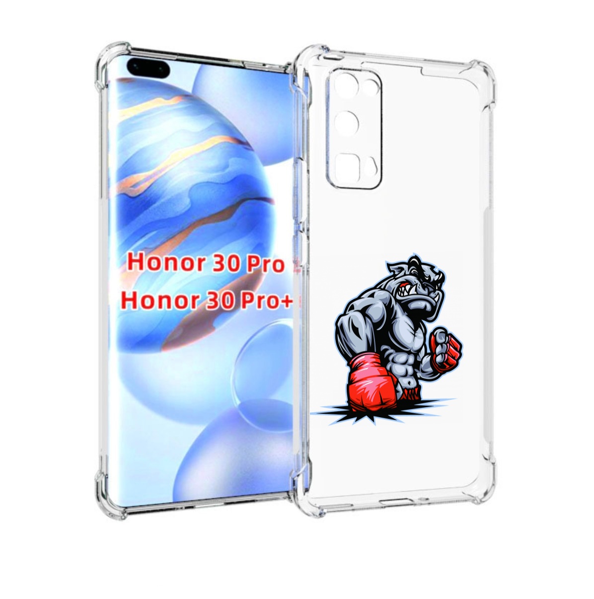 

Чехол бампер MyPads собака-боксер для Honor 30 Pro, Прозрачный, Tocco
