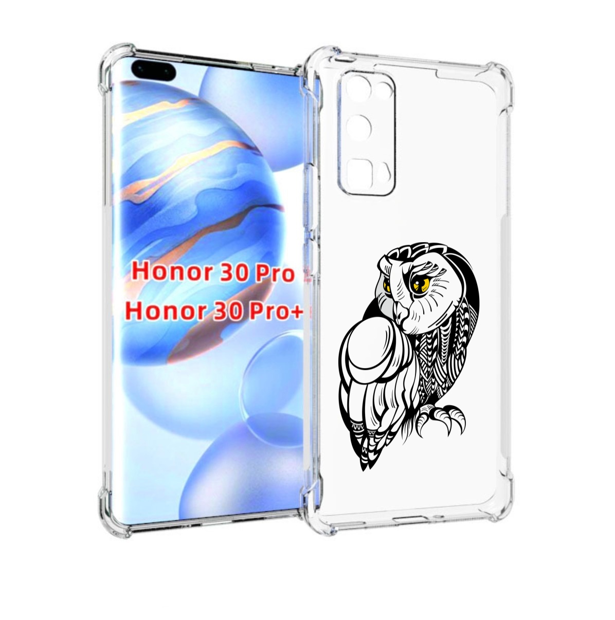 

Чехол бампер MyPads сова-красотка для Honor 30 Pro, Прозрачный, Tocco