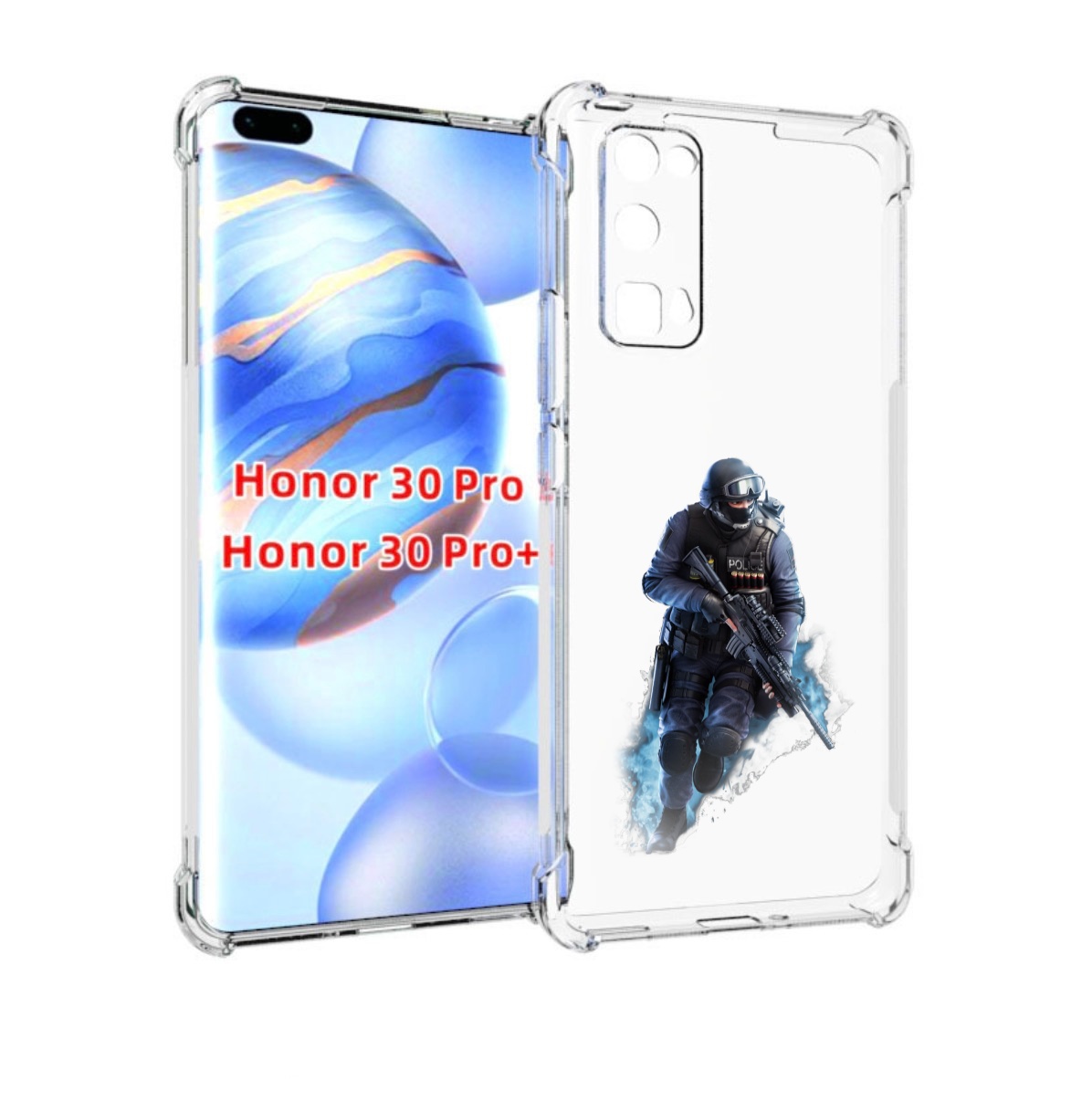 

Чехол бампер MyPads спецназ-ксго для Honor 30 Pro, Прозрачный, Tocco
