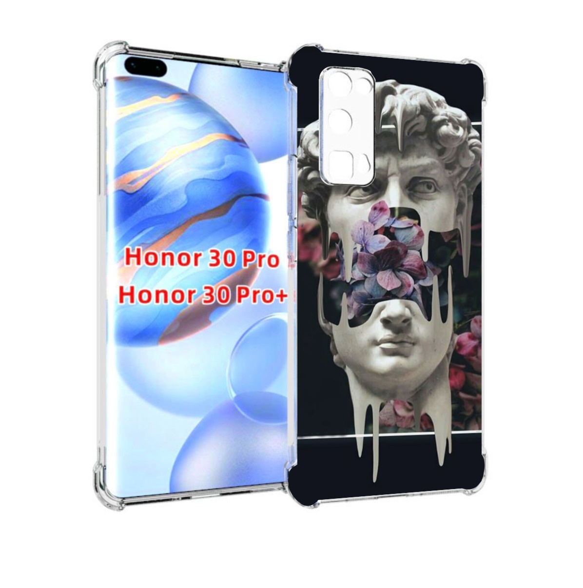 

Чехол бампер MyPads статуя-с-цветами-внутри для Honor 30, Прозрачный, Tocco