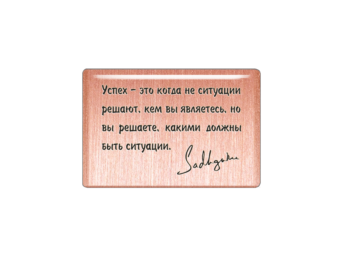 

Магнит Успех - это когда не ситуации решают, кем вы являетесь, но вы решаете, какими долж, Т18.214.01.00