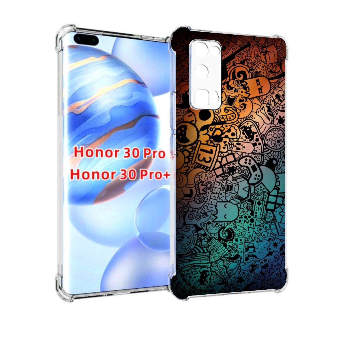 

Чехол бампер MyPads стикеты в тени для Honor 30 Pro, Прозрачный, Tocco