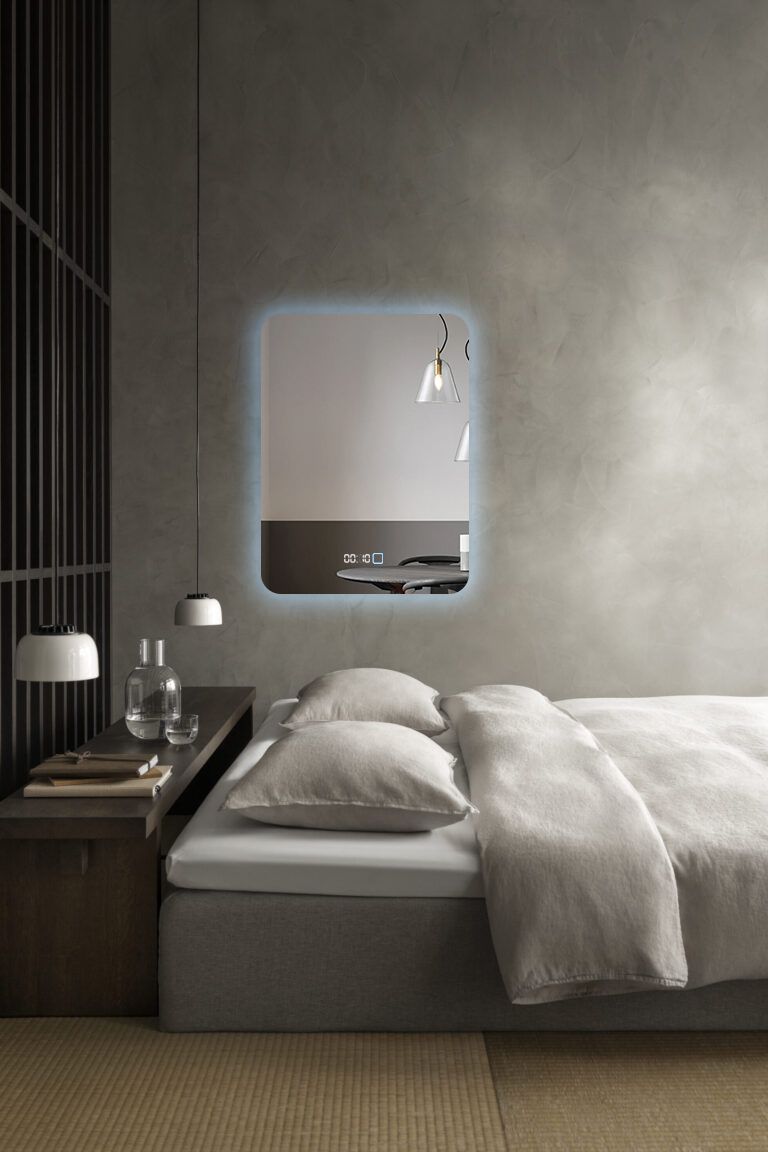 Зеркало для ванной с часами Prisma 80x40 с холодной подсветкой, P/V/80-40/6kчасы