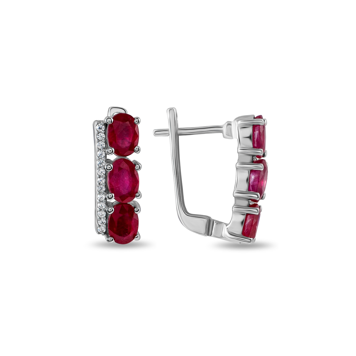 

Серьги из серебра с рубином корундом и фианитом Balex Jewellery 2410931836, 2410931836