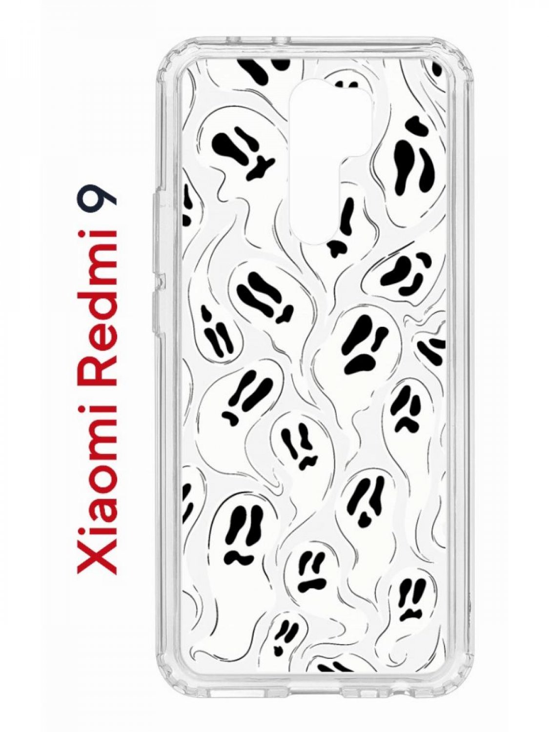 Чехол на Redmi 9 с принтом Kruche Print Призраки,противоударный бампер,с защитой камеры