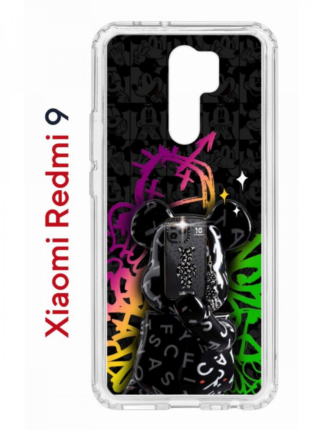 Чехол на Redmi 9 с принтом Kruche Print Микки Маус,противоударный бампер,с защитой камеры