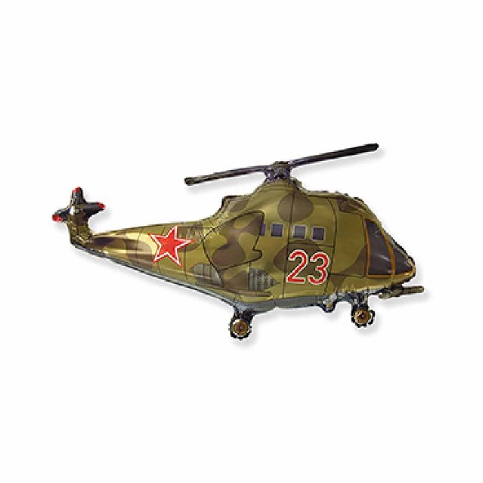 

Шар фольгированный 10" «Вертолёт», для палочки, Разноцветный