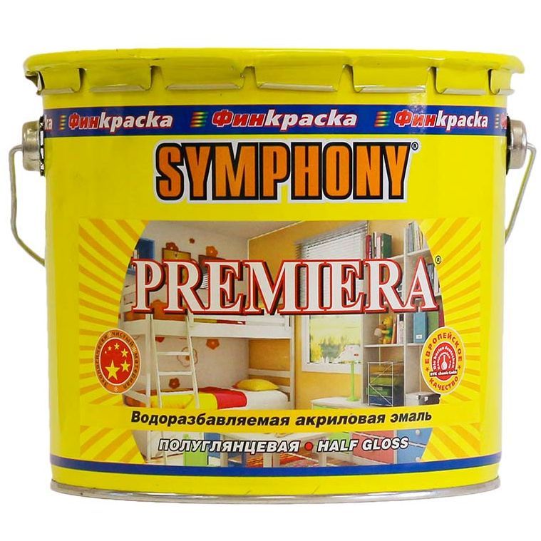 

Краска эмаль Symphony полуглянцевая Премьера А белая 900 мл, Белый