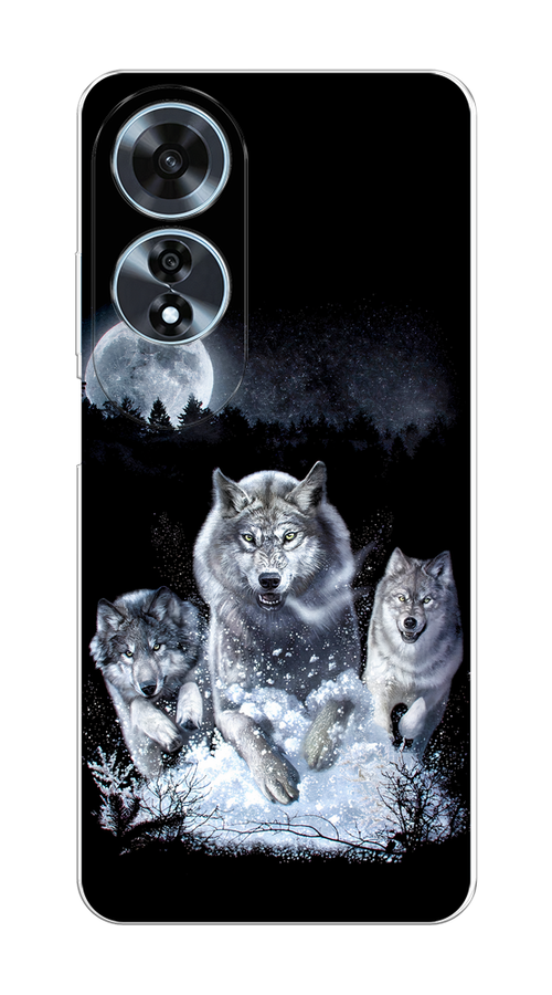 

Чехол на Oppo A60 "Стая волков под луной", Черный;белый;серый, 2516950-1