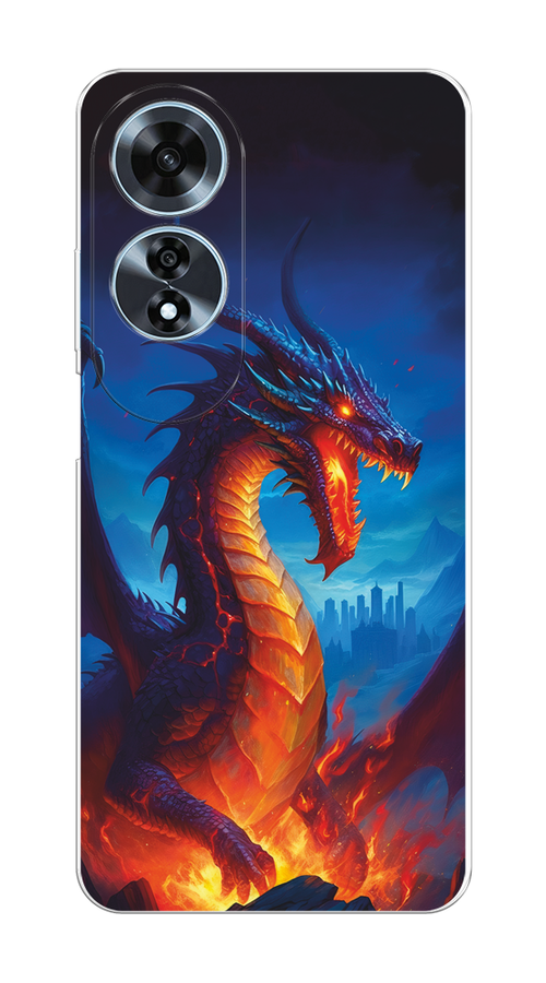 

Чехол на Oppo A60 "Дракон над лавой", Оранжевый;коричневый;синий, 2516950-1