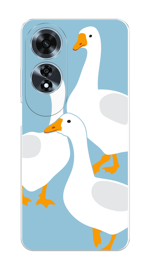 

Чехол на Oppo A60 "Гусиное трио", Голубой;белый;серый;желтый, 2516950-1