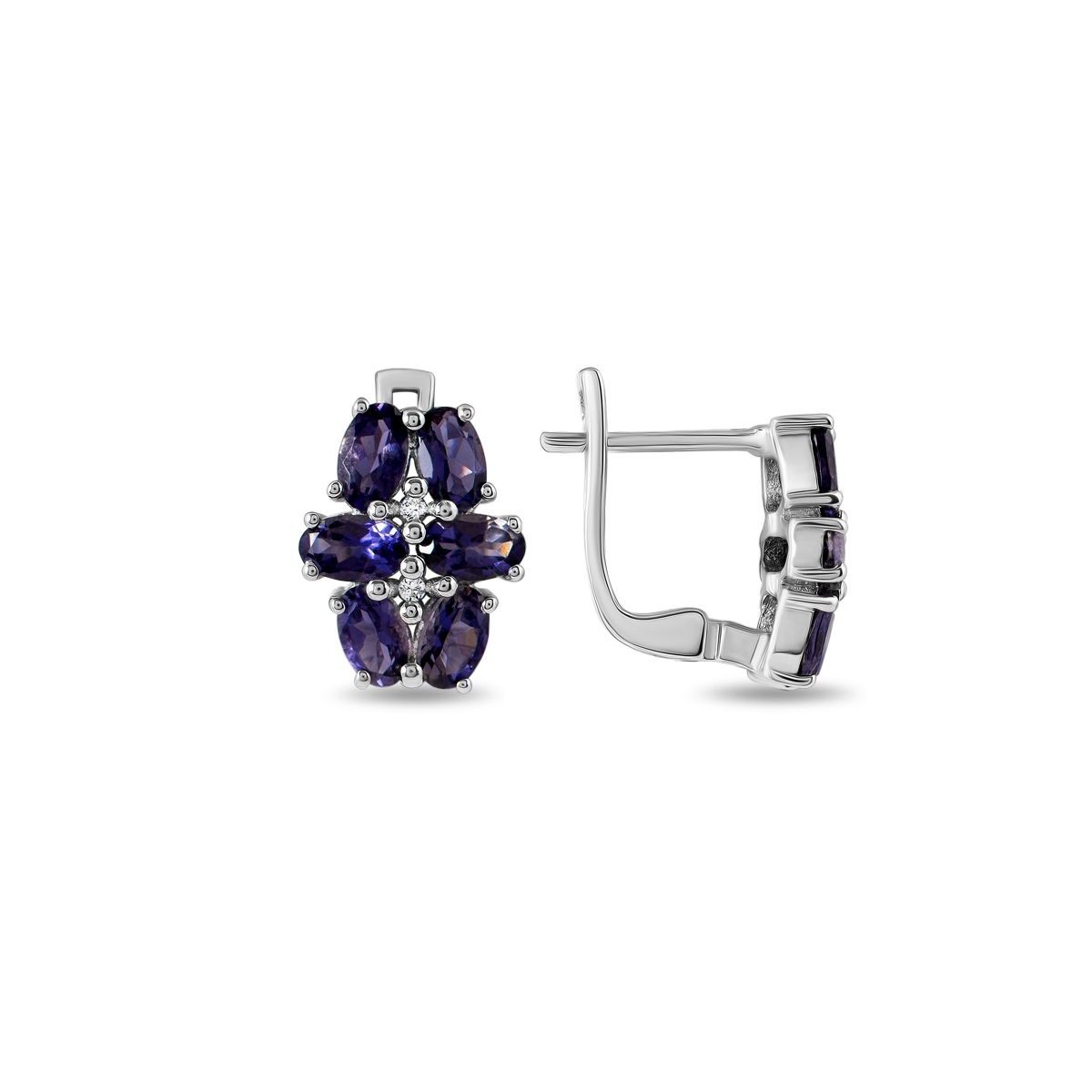 

Серьги из серебра с иолитом и фианитом Balex Jewellery 2410931858, 2410931858