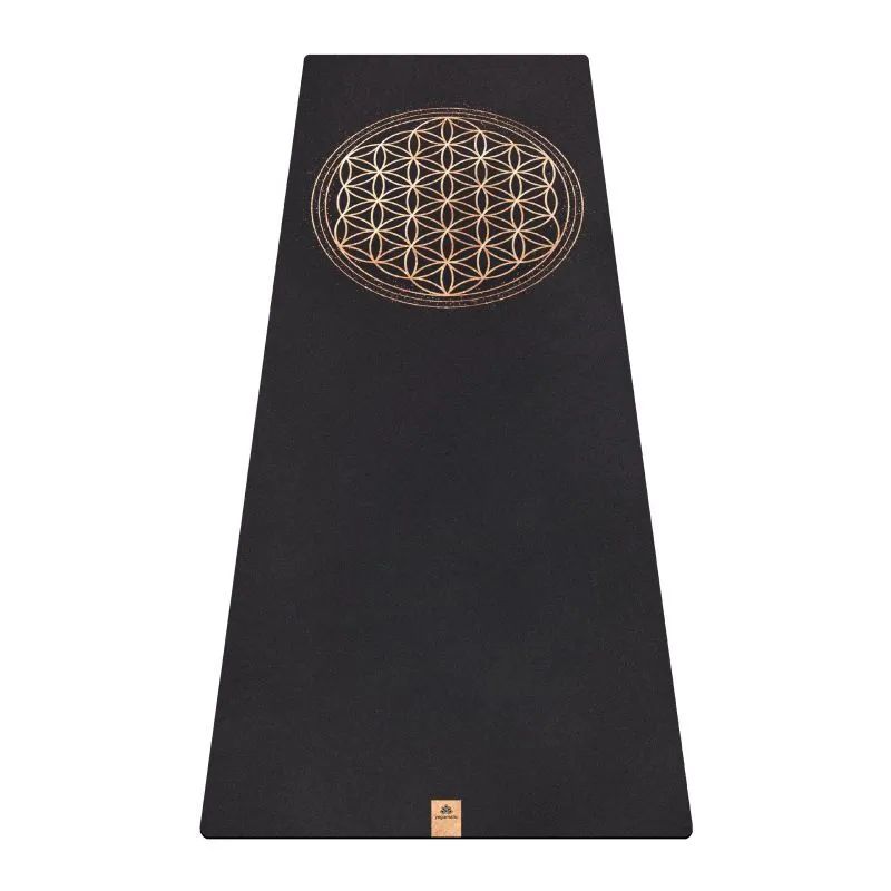 Коврик для йоги и фитнеса каучуковый тревел 1 мм - Цветок Жизни / Арт Йогаматик