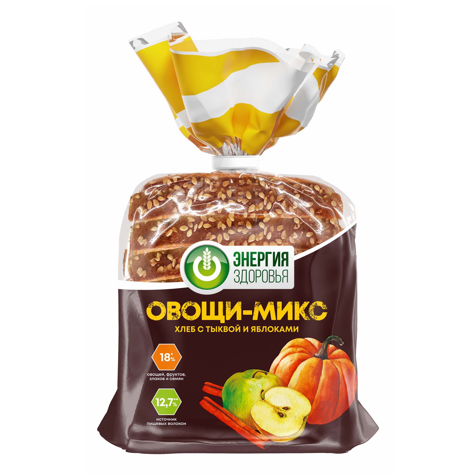 

Хлеб Хлебный Дом Энергия здоровья Овощи-Микс с тыквой и яблоками в нарезке 255 г