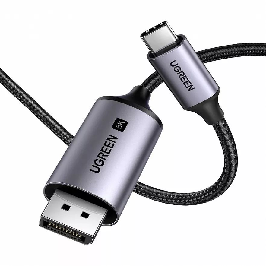 

Кабель uGreen USB Type C - Displayport вилка-вилка 2м (25158) серебристый, CM556