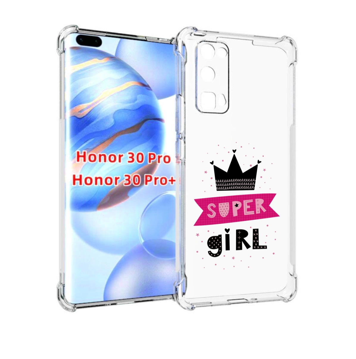 

Чехол бампер MyPads супер-девчонка женский для Honor 30 P, Прозрачный, Tocco